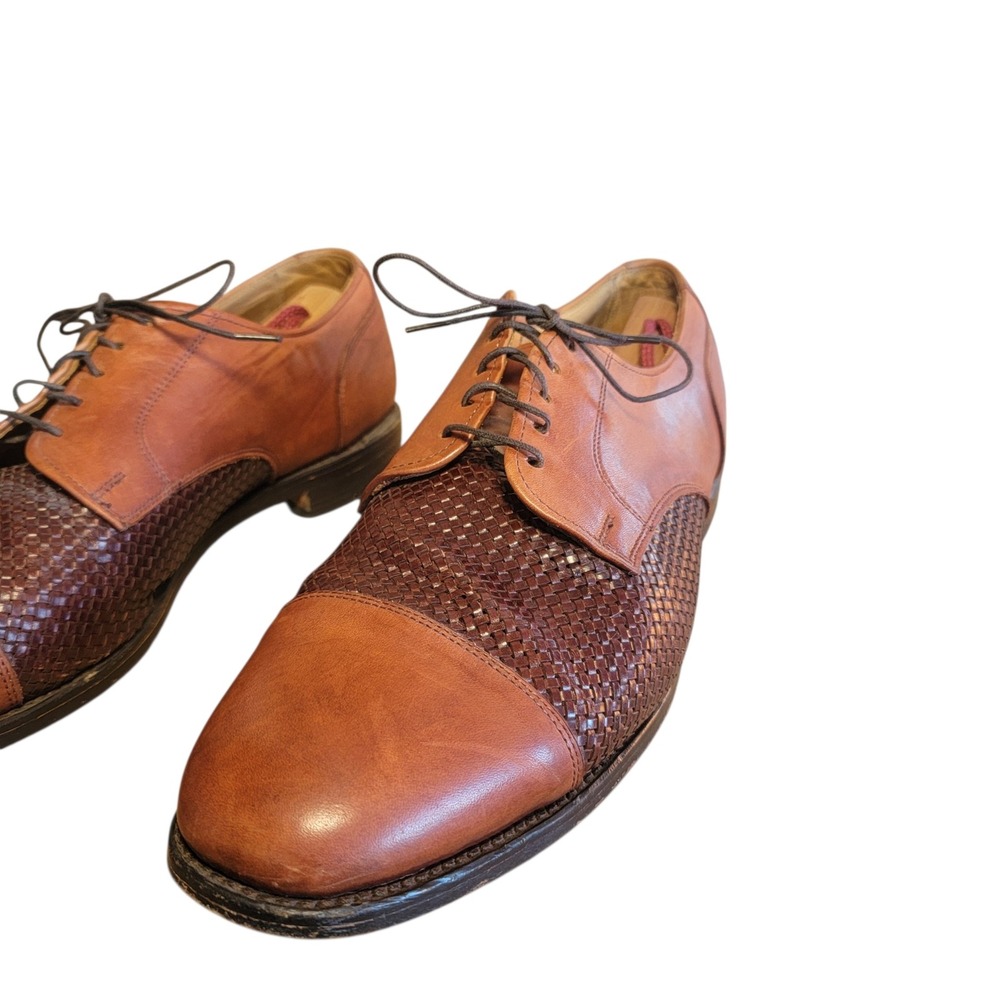 Allen Edmonds Lauderdale Woven Leather Oxfords Brown Cap Toe Dress Shoes 13 D - Picture 6 of 11